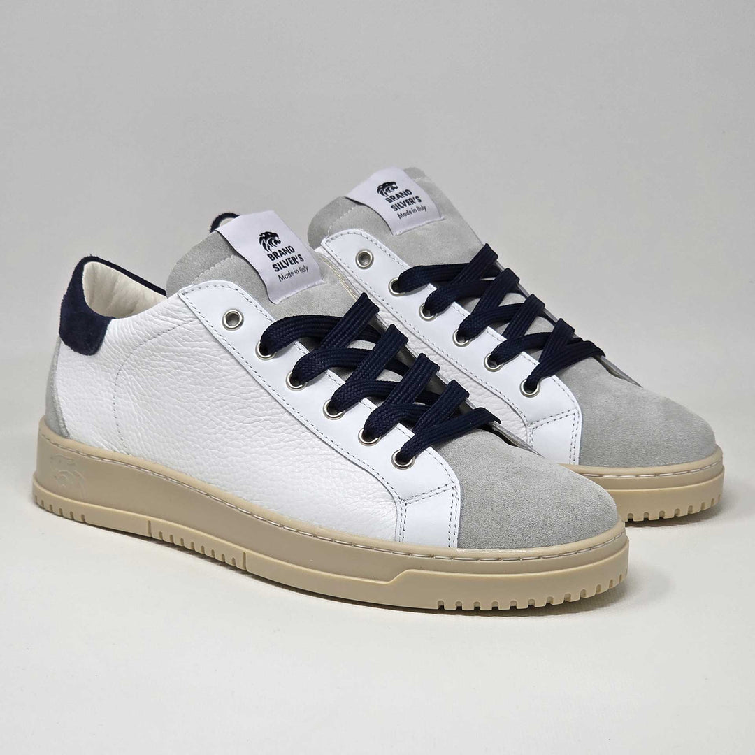 PAUL PELLE BIANCO CAMOSCIO BLU NAVY