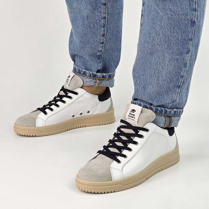 PAUL PELLE BIANCO CAMOSCIO BLU NAVY
